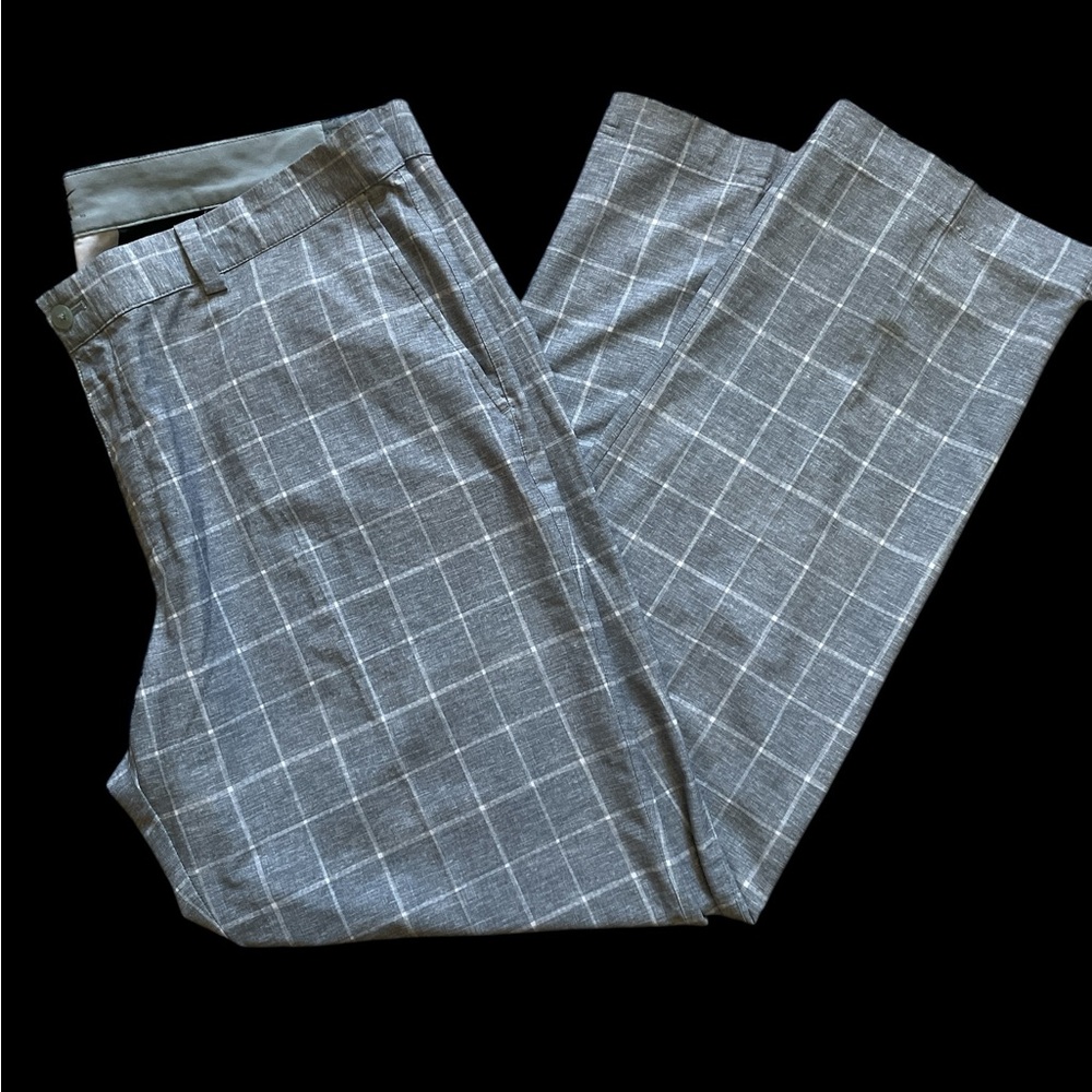 Nike Gray and White Golf Pants with Plaid Pattern
